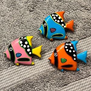 hand-painted resin tropical fish brooches